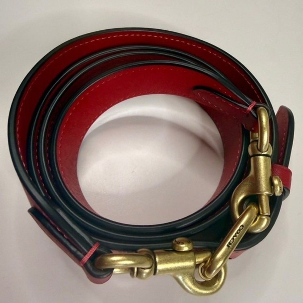 Coach Red Leather Adjustable Shoulder Crossbody Bag Strap Antique Brass Hardware